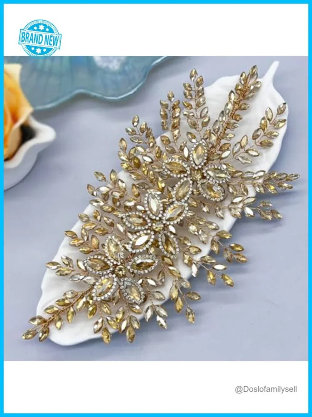 Handcrafted Rhinestone Wedding Hair Headband, Soft Metal Branches, Bendable,